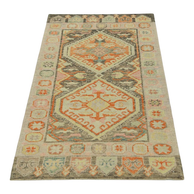 Modern Turkish Oushak Rug Oriental Handmade 3'1" X 6'6" For Sale