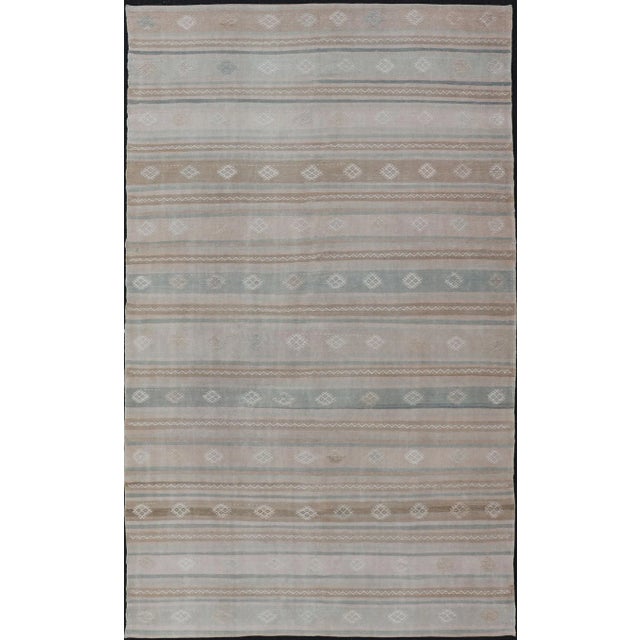 Turkish Vintage Kilim Rug With in Tan, Taupe, Brown, Gray Blue, and Earth Tones For Sale - Image 13 of 13