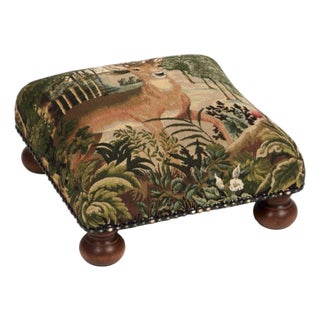 Forest Deer Tapestry Footstool For Sale