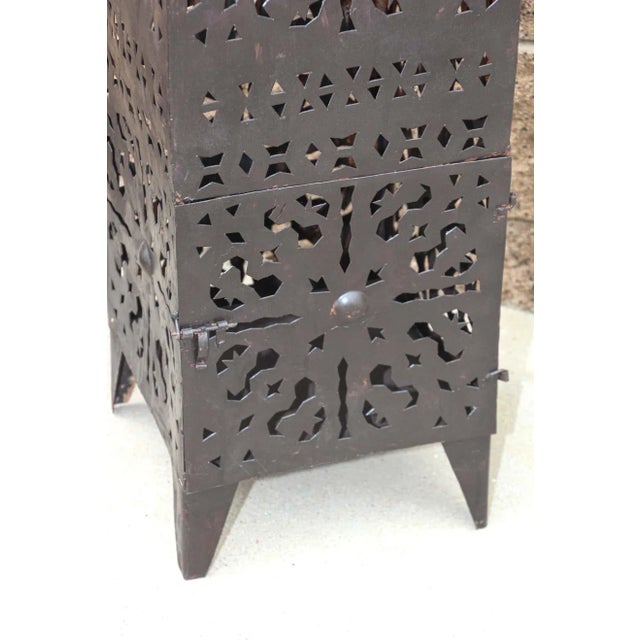 Metal Large Outdoor Metal Moroccan Hurricane Candle Lantern For Sale - Image 7 of 13