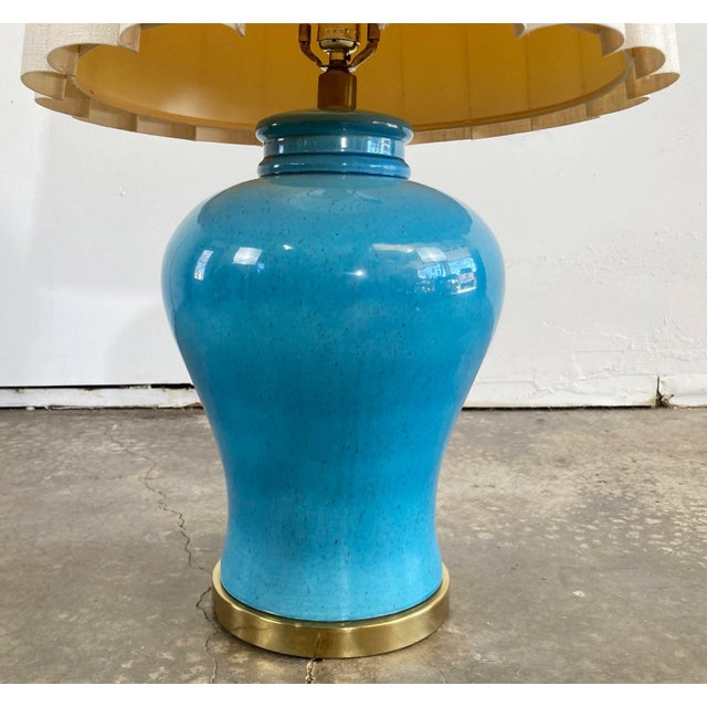 Mid-Century Modern Vintage Vibrant Blue Ginger Jar Table Lamp Paul Hanson Style For Sale - Image 3 of 8