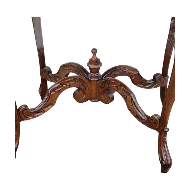 1930 Italian Walnut Center Table Bookmatch Top Hand Carved & Polished Mint For Sale - Image 12 of 12