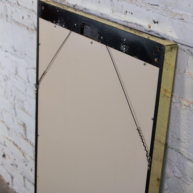 Late 20th Century Modern to Art Deco Revival Wall Mirror Black & Brass Rectangular Frame For Sale - Image 17 of 18