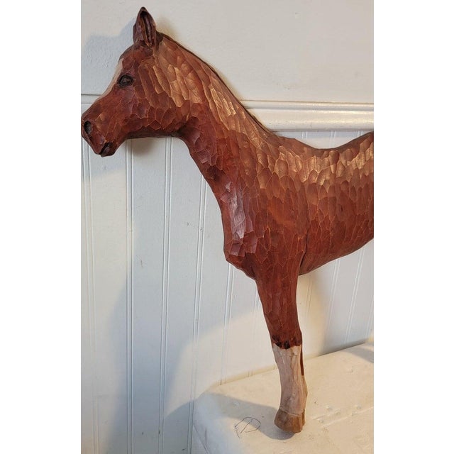Folk Art 1980s Hand Carved Wood Signed Horse "Neil Korpinen" For Sale - Image 3 of 8