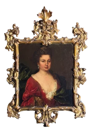 Italian School Artist, Large Portrait of the Princess of Ruspoli, 18th Century, Oil on Canvas, Framed