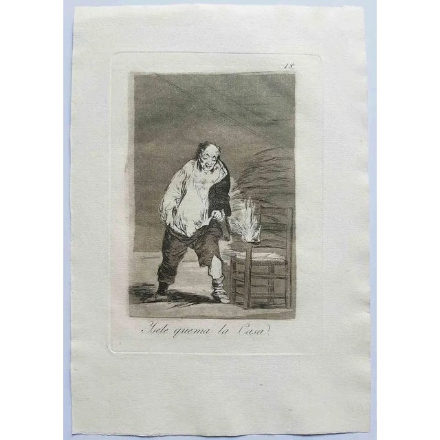 Francisco Goya, Y se le Quema la Casa, Original Etching, 1799 For Sale - Image 3 of 3