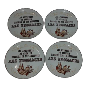 Vintage Gien French Les Fromages Cocktail Cheese Plates - Set of 4