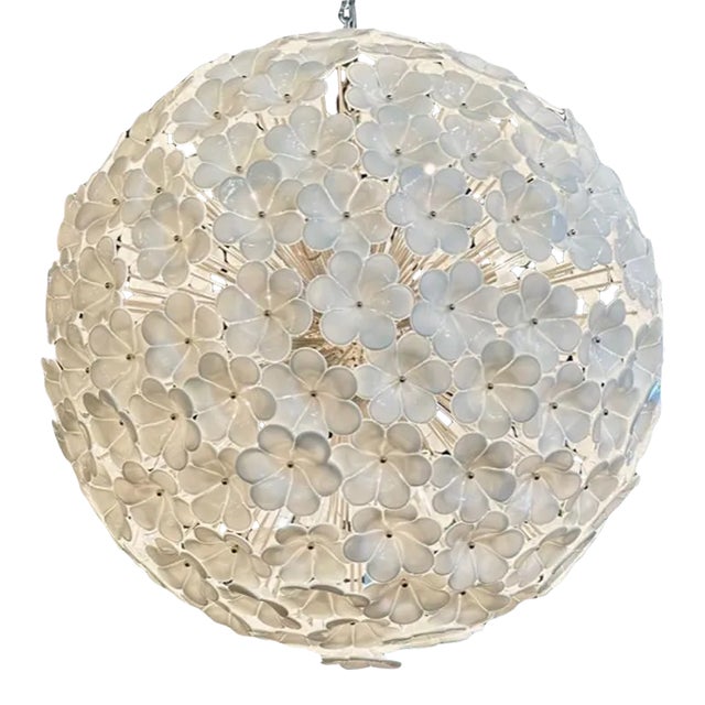Large Modern Murano Glass Flower Chandelier For Sale