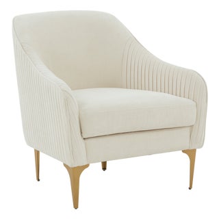 Serena Cream Velvet Accent Chair For Sale