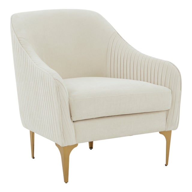 Serena Cream Velvet Accent Chair For Sale