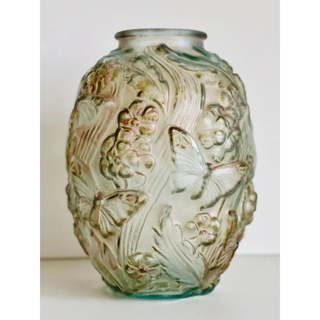 Large Art Deco Satin Pressed Glass Vase, 1930s For Sale - Image 11 of 11