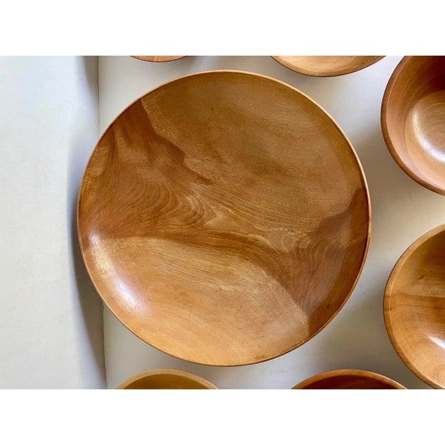 Contemporary Mid 20th Century Organic Modern Wood Bowl Serving Set - Set of 7 For Sale - Image 3 of 9