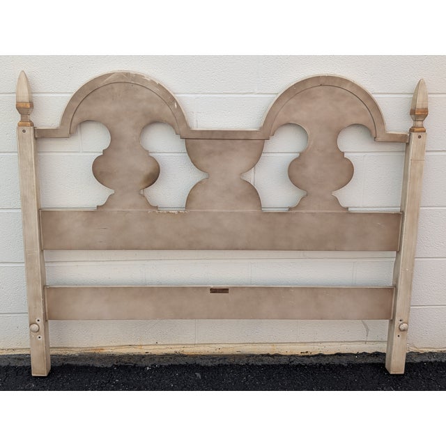 Vintage John Widdiecom Whitewashed Boho Chic Style Full Size Headboard For Sale In Washington DC - Image 6 of 8