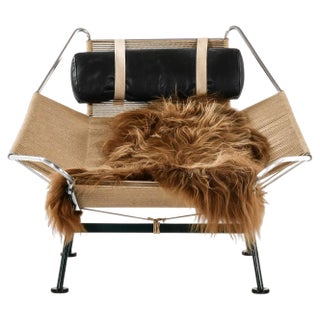 Lounge Chair in Metal and Sheepskin attributed to Hans J. Wegner, 1960s For Sale