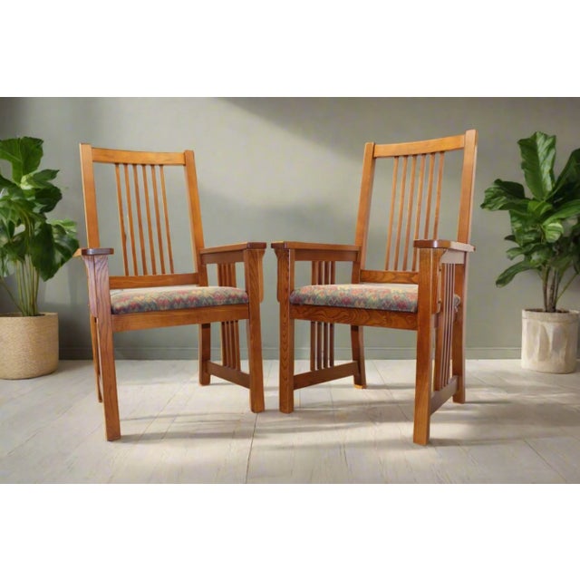 Vintage Mission Style Bassett Furniture Dining Chairs | Set of 2 For Sale In Fayetteville, AR - Image 6 of 6