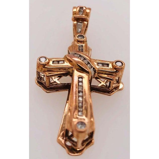 14 Karat Yellow Gold Crucifix Cross Pendant With .50 Total Diamond Weight For Sale - Image 4 of 10