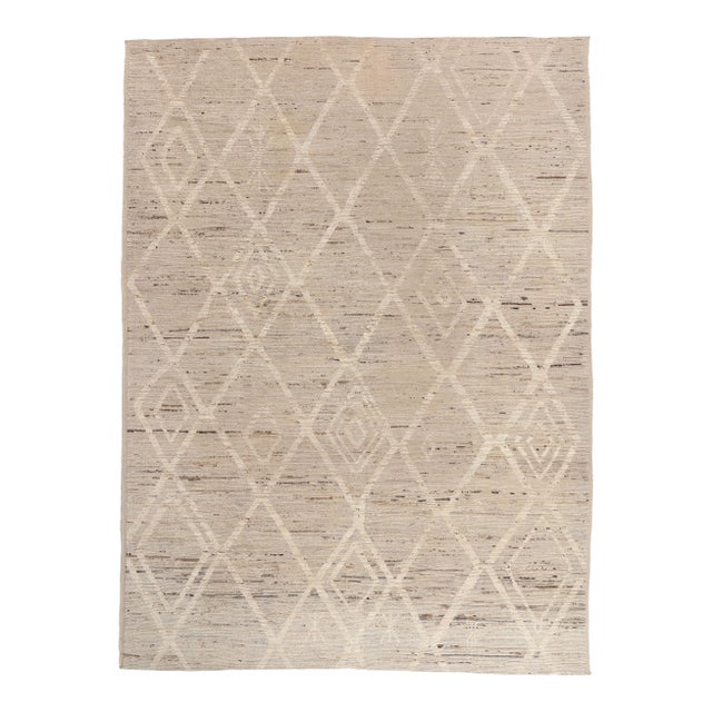 Organic Modern Moroccan Rug, 10'05 X 14'00 For Sale