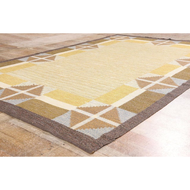 Yellow Vintage Swedish Rollakan Rug, 05'05 X 08'01 For Sale - Image 8 of 10