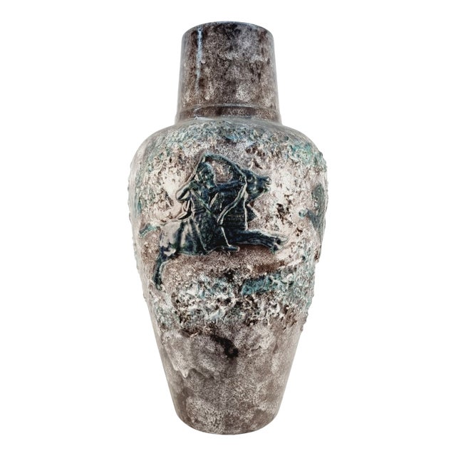 Large Vintage German Ceramic Floor Vase, 1970s For Sale