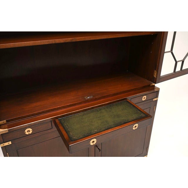 1950s Vintage Military Campaign Bookcase in Wood and Glass, 1950 For Sale - Image 5 of 8