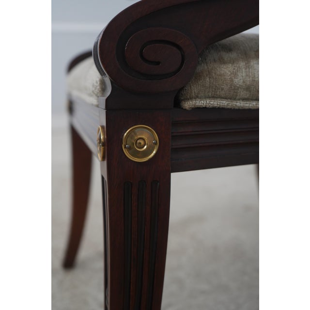 Set of 8 Henkel Harris Model 106 Mahogany & Brass Dining Chairs For Sale - Image 9 of 18