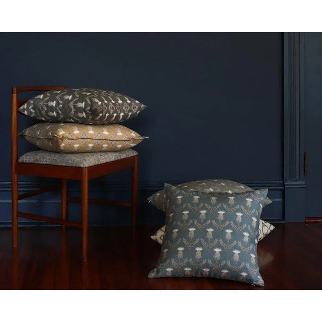 French Provincial Lauren Servati Textiles, Thistle // La Mer Pillow, 22"x22" For Sale - Image 3 of 4