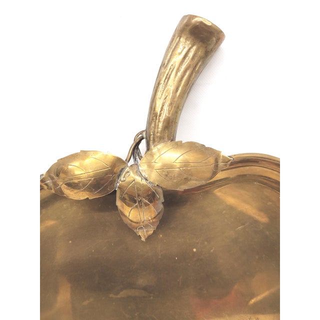 Vintage Brass Apple Tray, Large Spanish Kitchen Wall Decor Sculptural Fruit Accent For Sale - Image 6 of 8