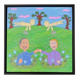 Original Acrylic Folk Art Painting From Renowned Key West Artist 'Just Us' For Sale