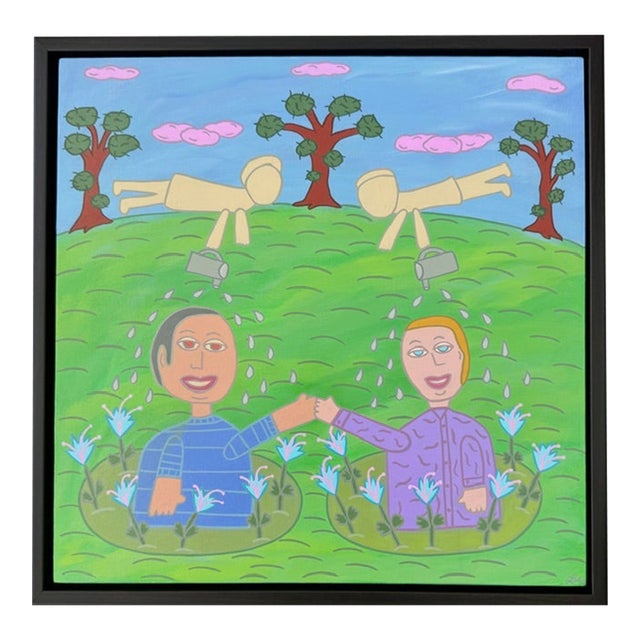 Original Acrylic Folk Art Painting From Renowned Key West Artist 'Just Us' For Sale