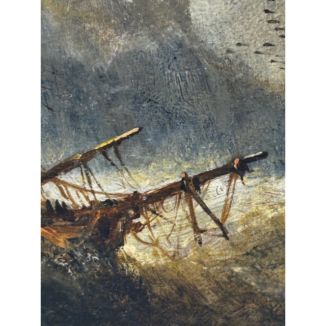 19th Century Nautical Shipwreck Oil Painting on the Rocks Off Dunstanburgh Castle by Claude Thomas Stanfield Moore For Sale - Image 16 of 18