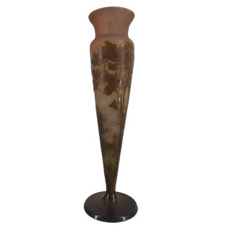 Nancy Glass Paste Vase with Forest Decor by Émile Galle For Sale
