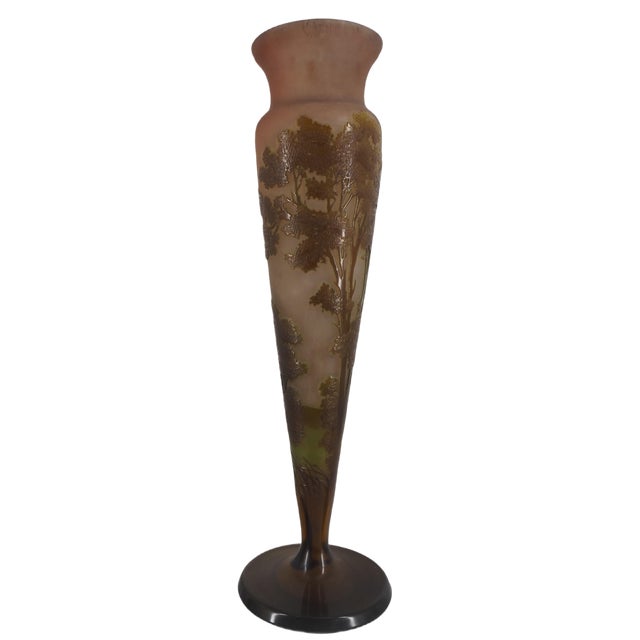 Nancy Glass Paste Vase with Forest Decor by Émile Galle For Sale