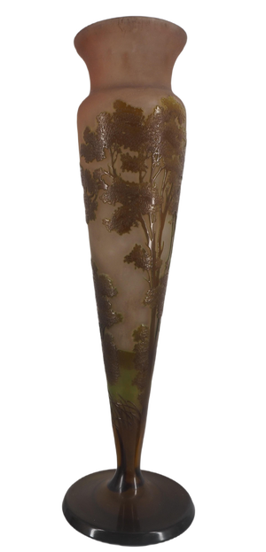 Nancy Glass Paste Vase with Forest Decor by Émile Galle