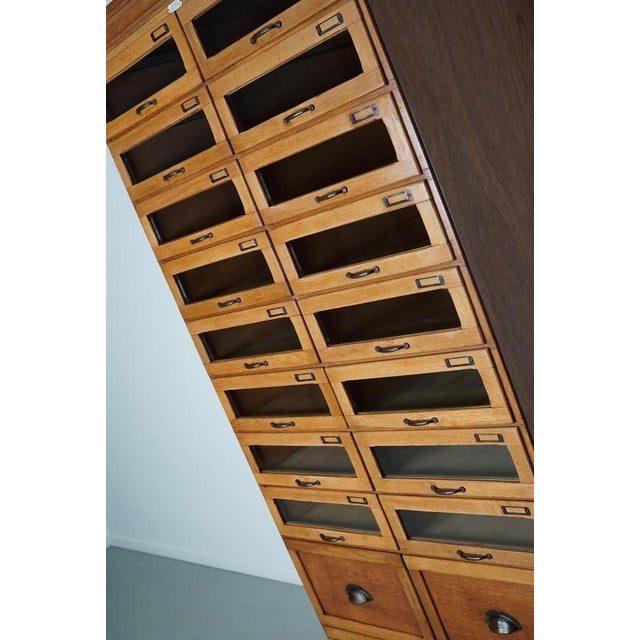 English Haberdashery Shop Cabinet with Glass Fronted Drawers, 1930s For Sale - Image 3 of 16