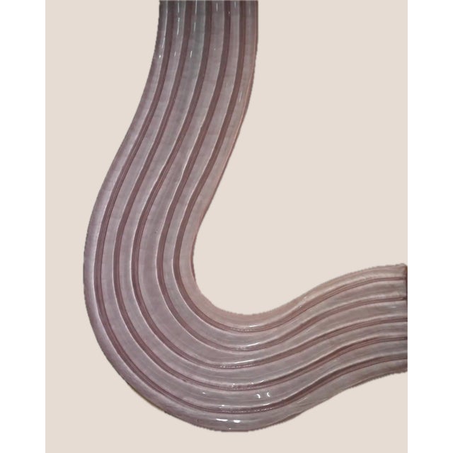 Murano Italian Murano Glass Sculptural Mirror With Blush Pink Frame and Brass Accents For Sale - Image 4 of 4