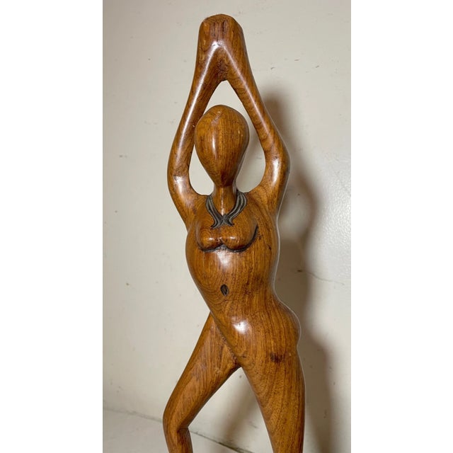 Antique Hand Carved Abstract Modernist Nude Lady Wood Figural Sculpture Statue For Sale - Image 12 of 13