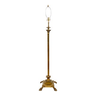Brass Paw Foot Floor Lamp With Adjustable Height For Sale