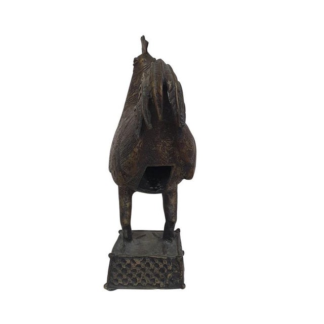 Large Bronze Brass African Benin Rooster For Sale - Image 3 of 7