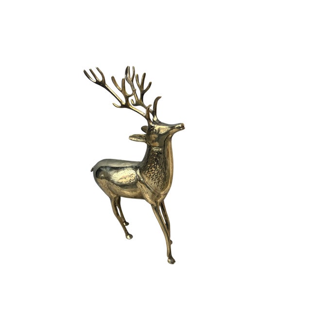 Metal Brass XL Deer Christmas Figurine For Sale - Image 7 of 13