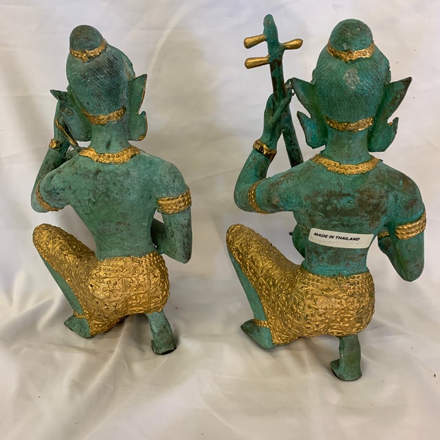Bronze Thai Musicians Statues a Pair Chairish