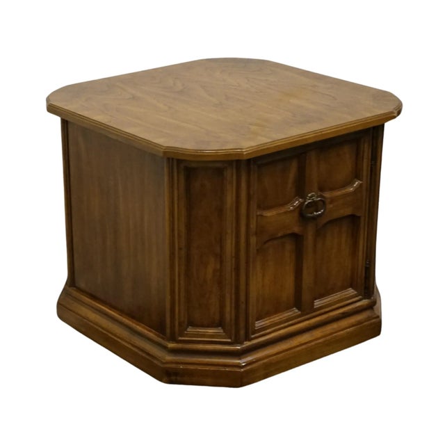 High End Banded Walnut Italian Mediterranean 26" Accent Storage End Table For Sale - Image 4 of 11