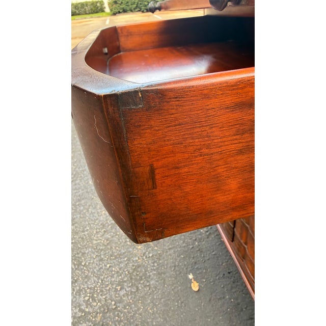 English Regency Faux Book Bar Cabinet, Attributed to Theodore Alexander, Hand-Tooled Leather Top For Sale - Image 15 of 17