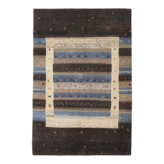 Vintage Hand-Knotted Gabbeh Rug 4'0" X 6'0" For Sale