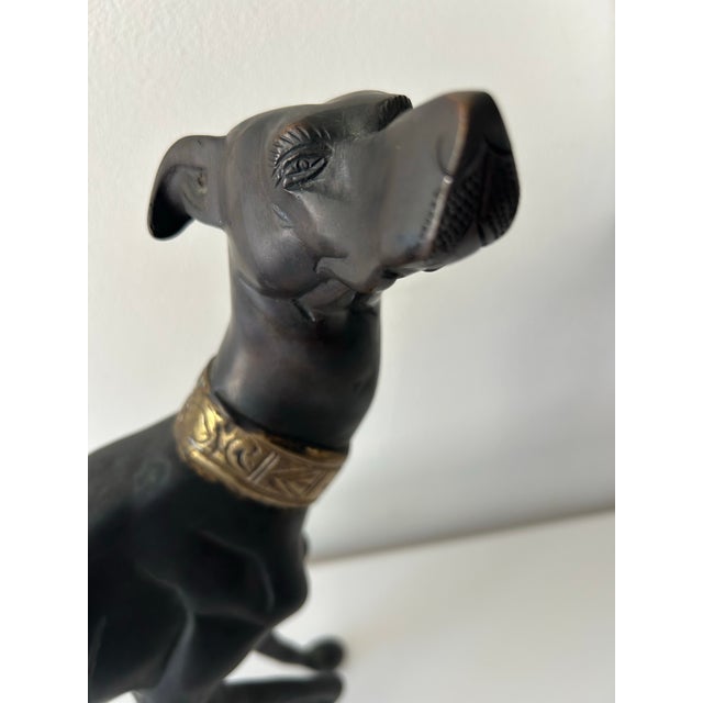 Mid 20th Century Vintage Pharoah Hound Deco Style Brass Statue For Sale In Miami - Image 6 of 10