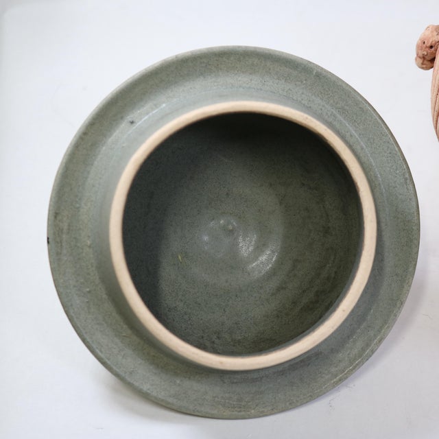 Ceramic Large 11.5” Vintage Leo & Karin Villaroman Coastal Marine Sculptural Lidded Stoneware Vessel For Sale - Image 7 of 17
