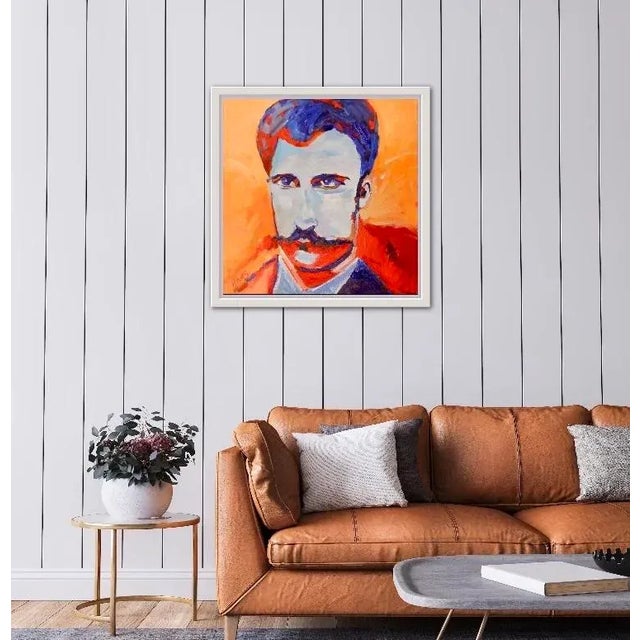 Textile Modern Pop Art Portrait Oil Painting Original For Sale - Image 7 of 12