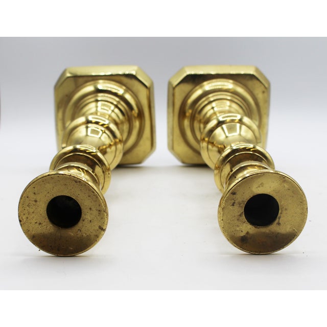 Metal Circa 1860 English Pair of Brass 11" Candlesticks For Sale - Image 7 of 7