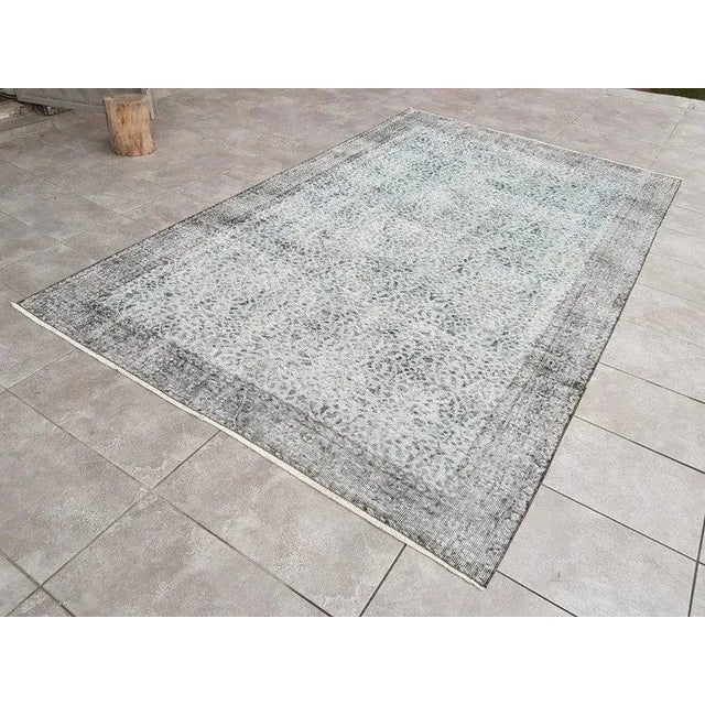 Art Deco 1960s Light Blue Vintage Anatolian Carpet For Sale - Image 3 of 10