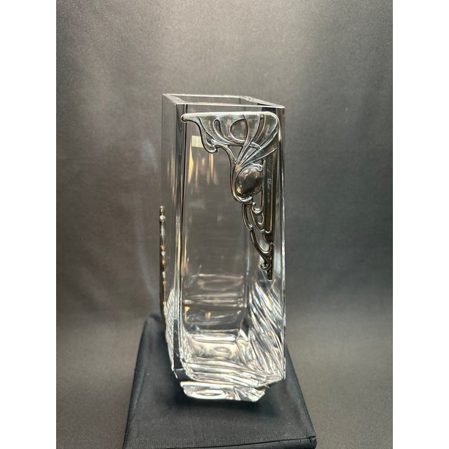 Clear crystal Cristallo al Piombo (hand made) vase with sterling silver applications designed by Regato Raddi. The vase...