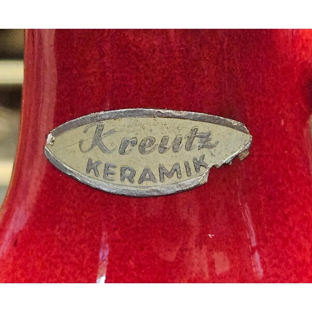 MCM Keramik Red Fat Lava Vase With Handle For Sale In Charlotte - Image 6 of 11